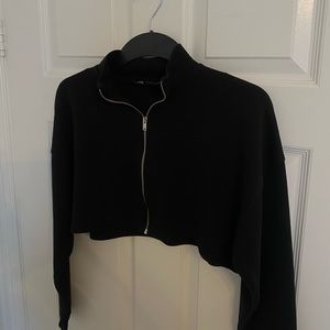 BLACK ZIP CROPPED CARDIGAN ZARA